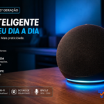 echo dot 5a geracao vale a pena vale a pena na mesa de cabeceira com led ligado