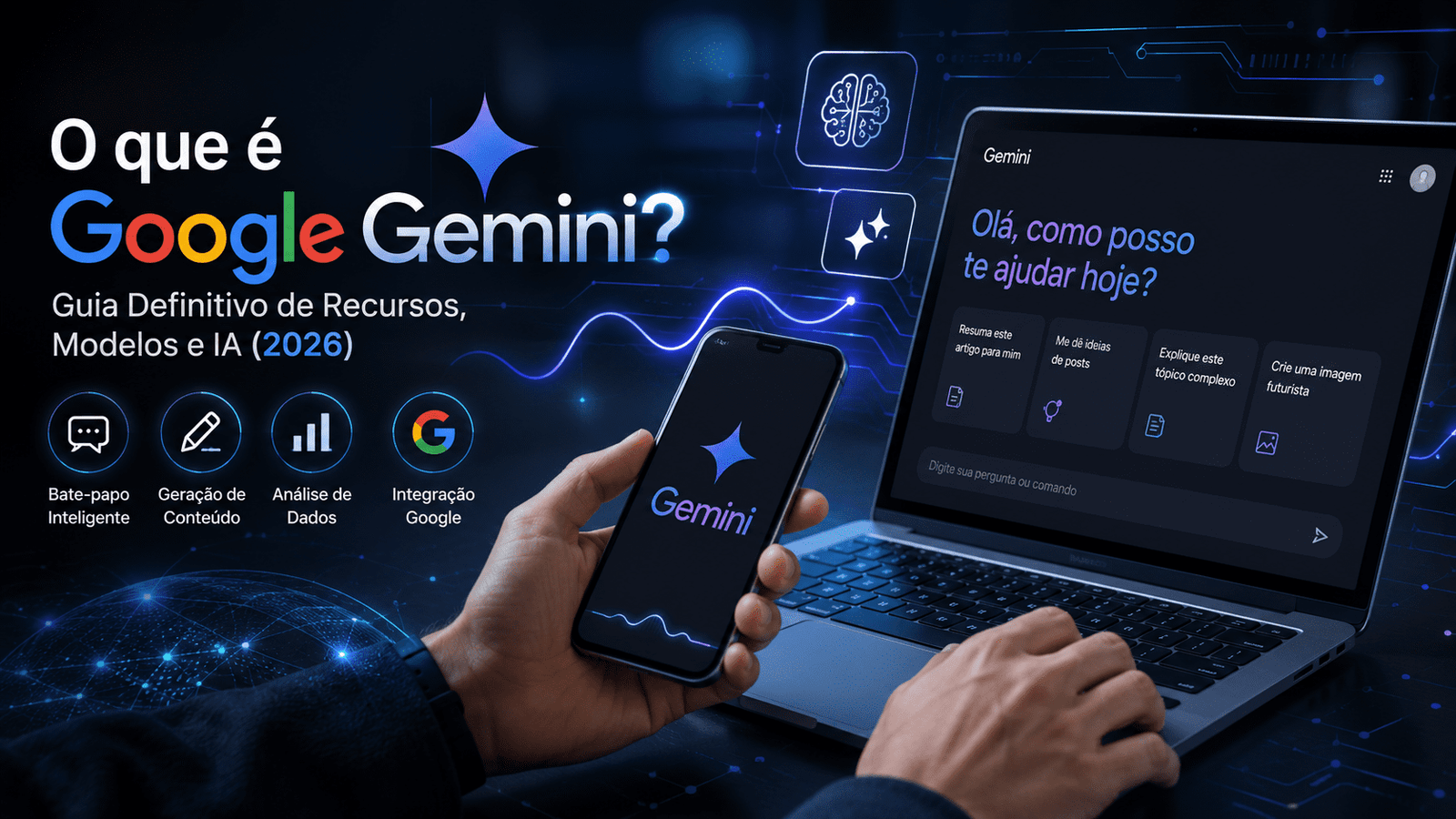 Interface do Google Gemini exibindo uma conversa com inteligência artificial em um computador.