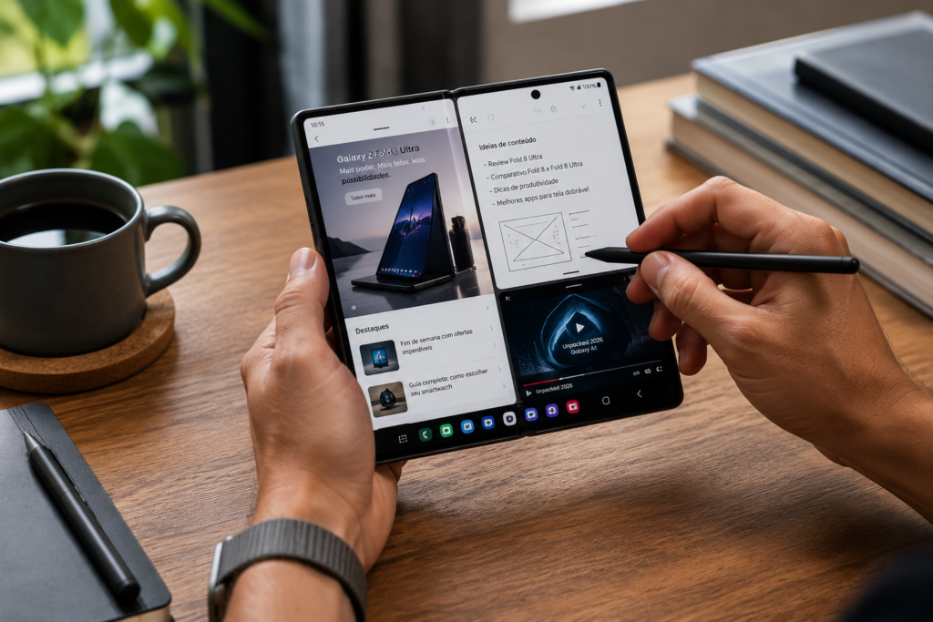 Samsung Galaxy Z Fold 8 Chegou! Veja Tudo o Que Mudou 2 Galaxy Z Fold 8 e Fold 8 Ultra foram lançados oficialmente. Veja ficha técnica completa, preço e se vale a pena comprar ou esperar.
