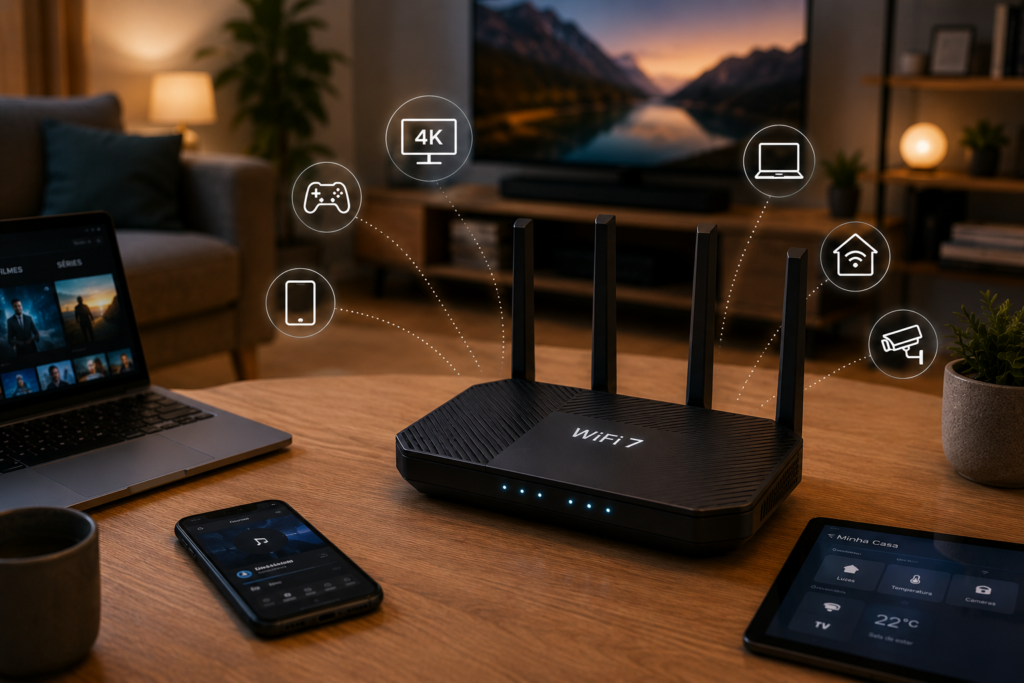 Wi-Fi 7 Vale a Pena em 2026? Guia Completo Antes de Trocar 2 Wi-Fi 7 promete até 46 Gbps, mas o ganho real depende da sua casa.